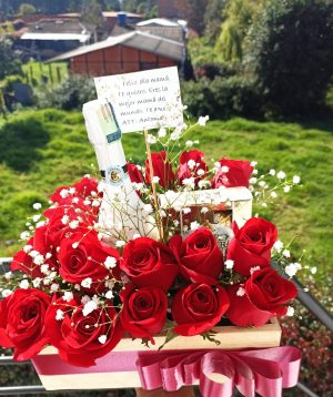 24 rosas, vino y ferrero x 4 R93